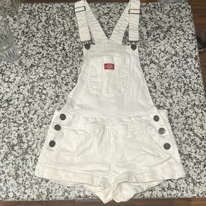 Dickies Girls white jean short overalls size small